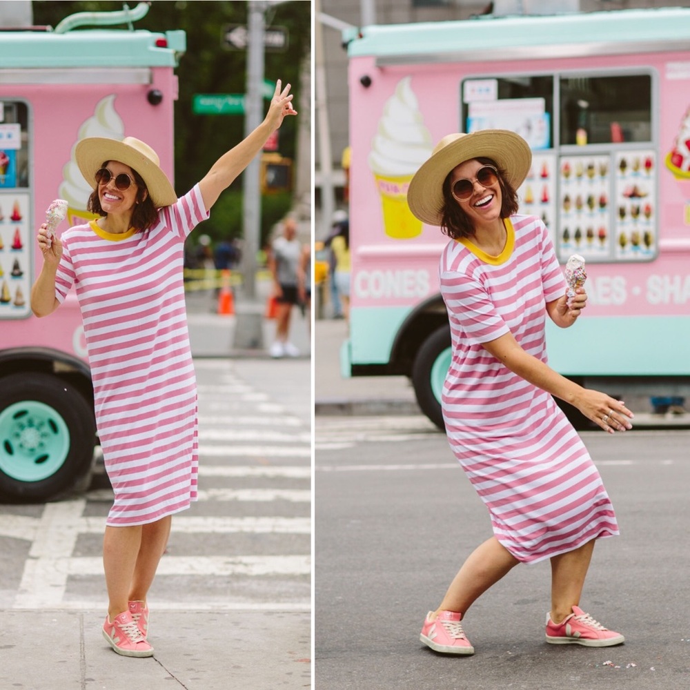 Sonnet James Pink and White Striped Play Jersey Dress